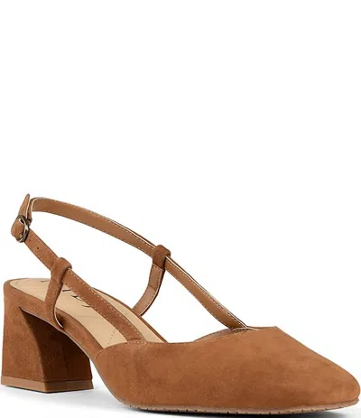 Nydj Women's Samson Slingback Pumps Sandals In Cognac Suede