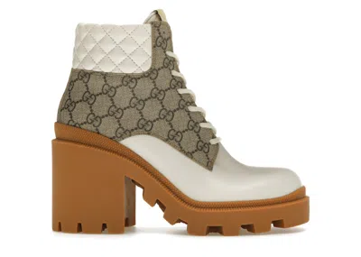 Pre-owned Gucci Gg Ankle Boot (women's) Sneakers In Beige/white
