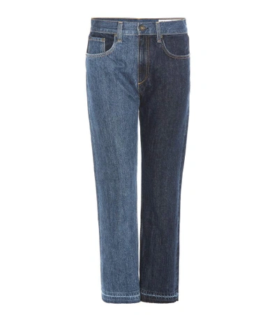 Shop Rag & Bone 2 Tone Crop Jeans In Blue