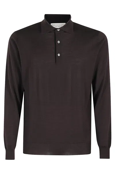 Filippo De Laurentiis Fitted Long-sleeved Polo In Brown