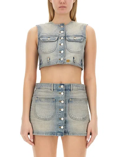Courrèges Fitted Cropped Top With Button-down Front And Chest Pockets
