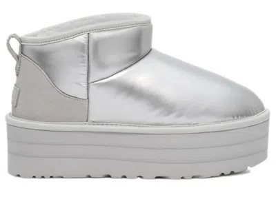 Pre-owned Ugg Ultra Mini Platform Hi Shine Boot (women's) Sneakers In Silver