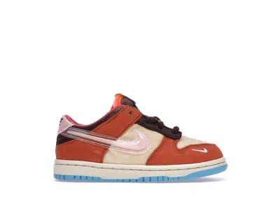 Pre-owned Nike Dunk Low Social Status Free Lunch Chocolate Milk Sneakers In Canvas/mid Soft Pink/burnt Brown