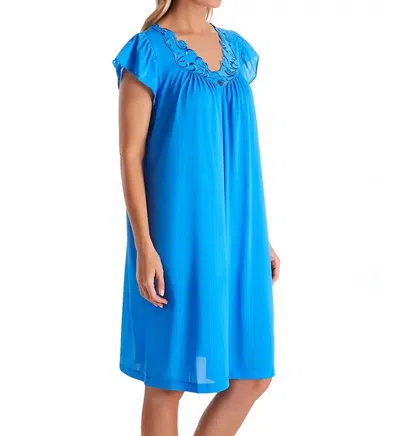 Shadowline Lingerie Rosebud Short Cap Sleeve Gown In Sapphire