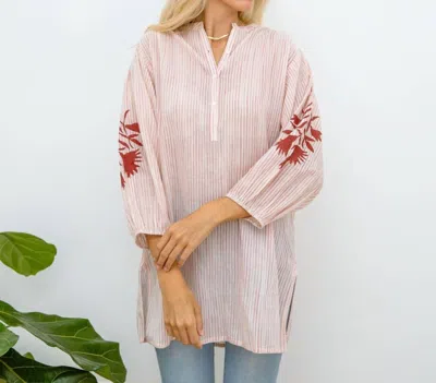 Erica Wilson Cliffside Tunic In Red Cabana Stripe