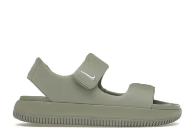 Pre-owned Nike Calm Sandal (women's) Sneakers In Light Army/metallic Silver