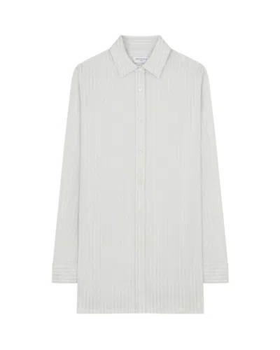 Serena Bute Satin Stripe Open Back Shirt - Silver