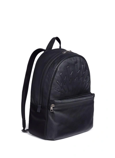 Shop Neil Barrett Thunderbolt Embossed Leather Backpack