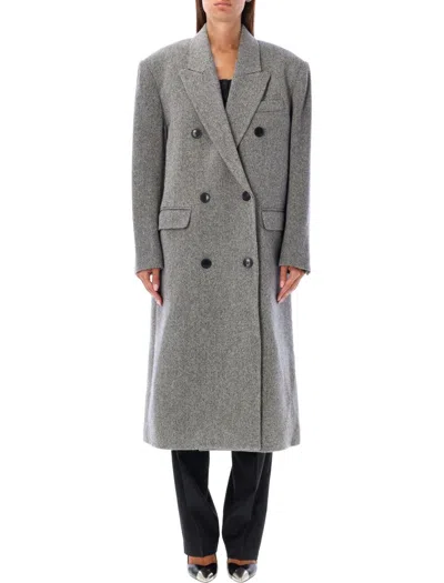 ISABEL MARANT ÉTOILE TAILORED LONG COAT IN LUXURIOUS SILK AND ALPACA BLEND 