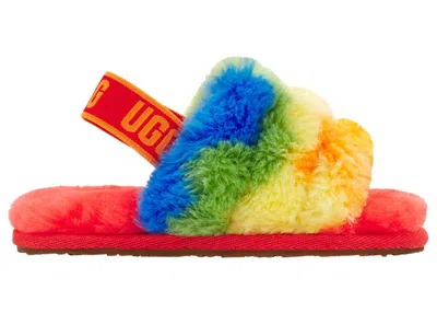 Pre-owned Ugg Fluff Yeah Slide (toddler) Sneakers In Rainbow Stripes