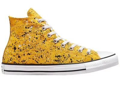 Pre-owned Converse Chuck Taylor All Star Hi Archive Paint Splatter Yellow Sneakers In Amarillo/back/white In Multi