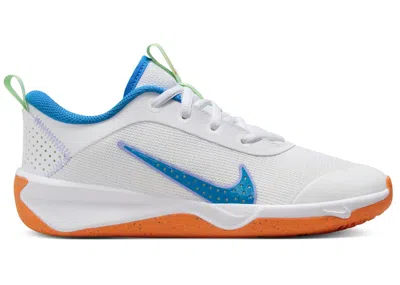 Pre-owned Nike Omni Court Photo Blue Sneakers In White/vapor Green/total Orange