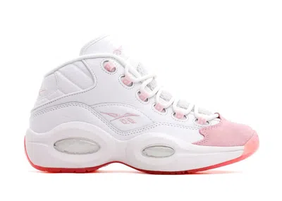 Pre-owned Reebok Question Mid Toe Sneakers In White/pink In Multi