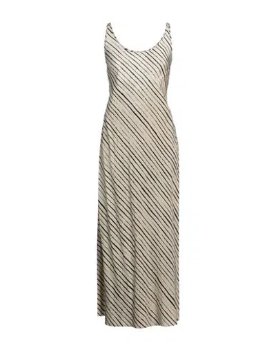 Masnada Woman Maxi Dress Beige Size 8 Linen, Viscose