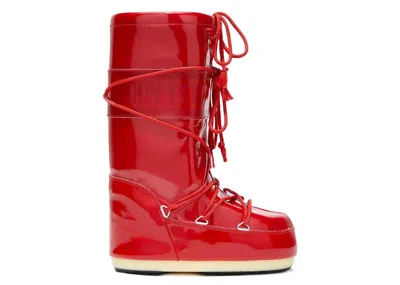 Pre-owned Moon Boot Icon Vinile Boot Sneakers In Metallic Red