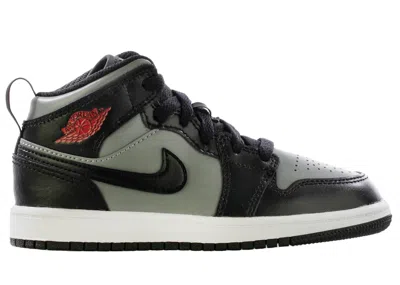 Pre-owned Jordan 1 Mid Shadow Red Sneakers In Black/gym Red/particle Grey
