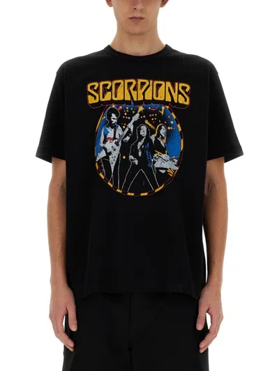 Junya Watanabe Cotton Scorpions Crew Neck T-shirt With Print In Black