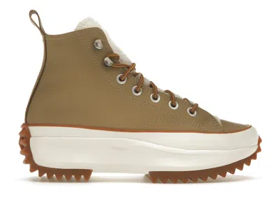 Pre-owned Converse Run Star Hike Hi Platform Sherpa Leather (women's) Sneakers In Nomad Khaki/egret/wheat