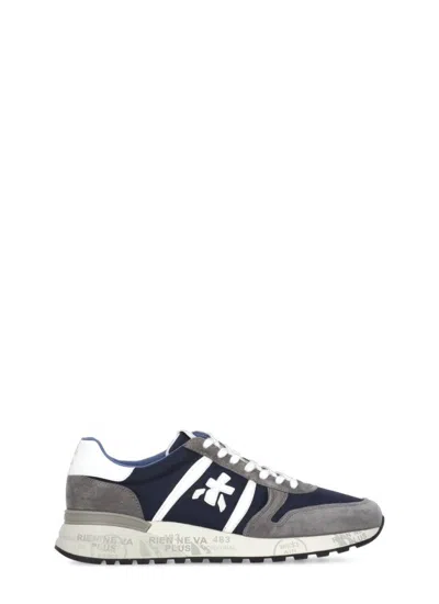 Premiata Blue And Grey Leather Eric Sneakers