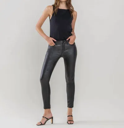 Vervet By Flying Monkey Mid Rise Coated Crop Skinny Jeans In Jet Black