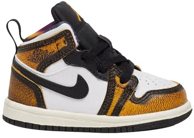 Pre-owned Jordan 1 Mid Se Orange Wear Away Sneakers In Black/taxi/white