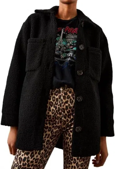 Rails Women's Connie Faux Sherpa Long Sleeves Teddy Coat In Black Teddy