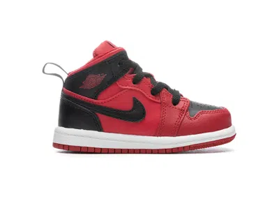Pre-owned Jordan 1 Mid Reverse Bred Sneakers In Varsity Red/black/white