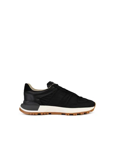 Shop Maison Margiela 50-50' Black Leather Blend Sneakers