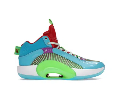 Pre-owned Jordan Xxxv Jayson Tatum Women In Power Pe Sneakers In Light Blue/lime/red In Multi