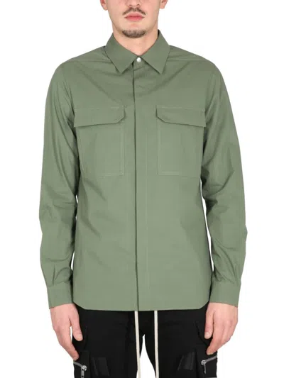 Rick Owens Shirt With Pockets And Epaulettes In Green