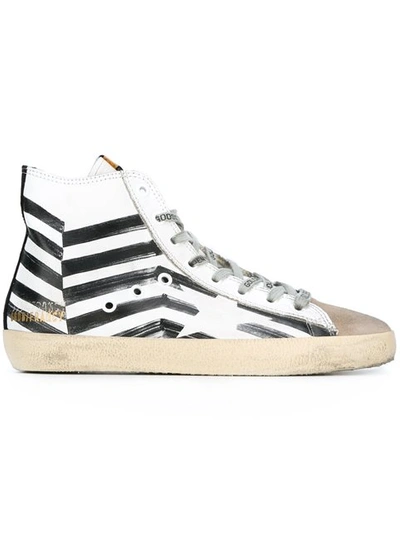 Shop Golden Goose Francy Sneakers In White Leather Flag