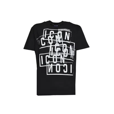 Dsquared2 Black Cotton Icon Stamps T-shirt