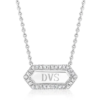 Rs Pure By Ross-simons Diamond Personalized Geometric Bar Necklace In Sterling Silver