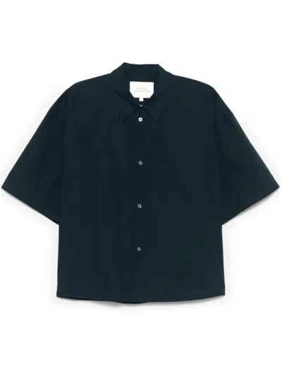 Studio Nicholson Relaxed Fit Navy Blue Short Sleeve Shirt