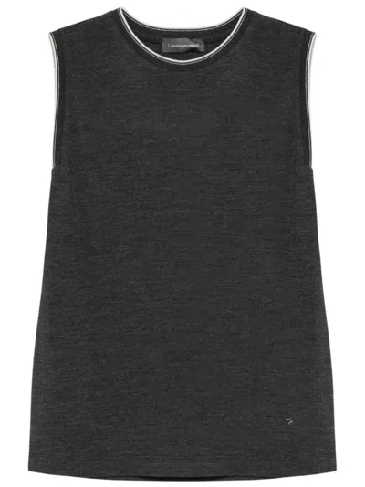 Lorena Antoniazzi Charcoal Grey Contrast-trim Tank Top In Burgundy