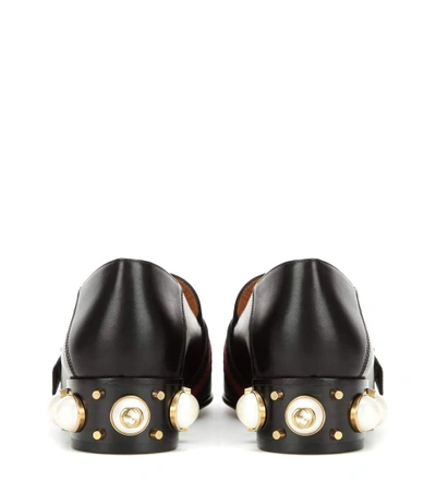 Shop Gucci Leather Mid-heel Loafers In Black