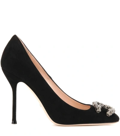 Shop Gucci Embellished Suede Pumps In Eero