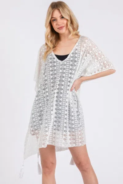 Fashnzfab Crochet Lace Tassel Cover Up