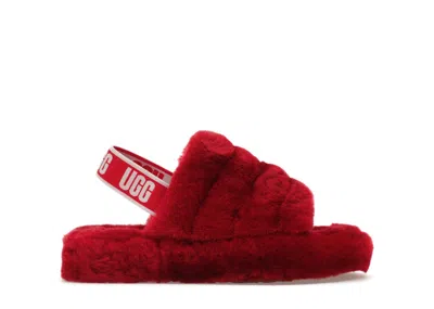Pre-owned Ugg Fluff Yeah Slide (kids) Sneakers In Ribbon Red