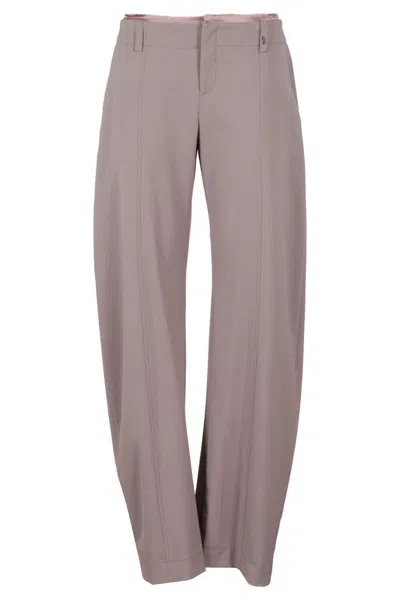 Ssheena Frayed Waist Wide-leg Pants In Purple Wool Blend