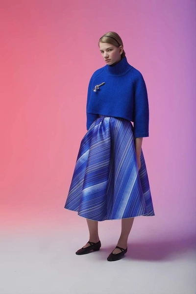 Shop Vika Gazinskaya Printed Skirt In Blue