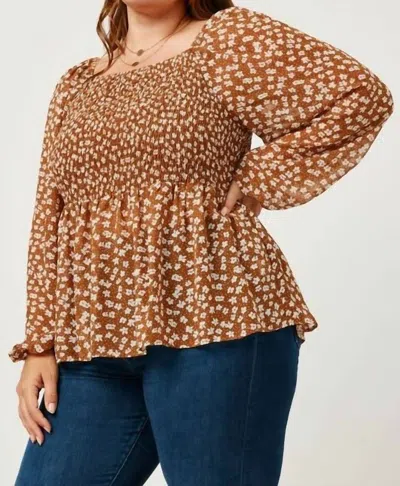 Hayden La Square Neck Peplum Top - Plus In Brown