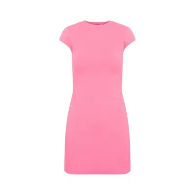 Victoria Beckham Pink Cap Sleeve Fitted Mini Dress