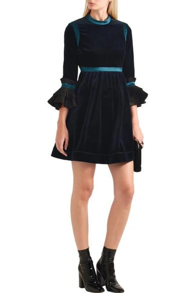 Shop Roksanda Neruda Satin And Organza-trimmed Velvet Mini Dress