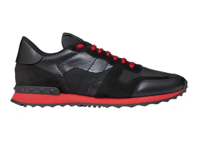 Pre-owned Valentino Garavani Men's  Rockrunner Sneakers In Black/valentino Red