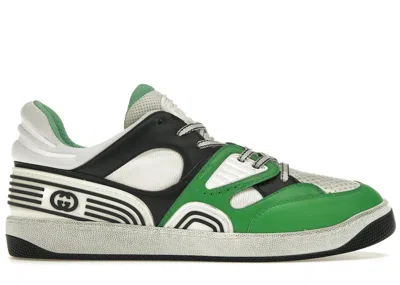 Pre-owned Gucci Men's  Basket Demetra Sneakers In Green/white/black
