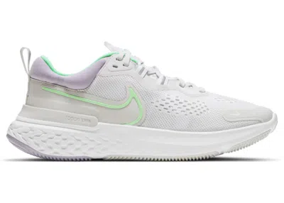 Pre-owned Nike React Miler 2 (women's) Sneakers In Platinum Tint/white/green Glow