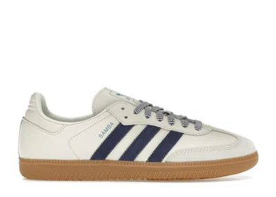 Pre-owned Adidas Originals Samba (women's) Sneakers In Off White/dark Blue/clear Sky In Multi