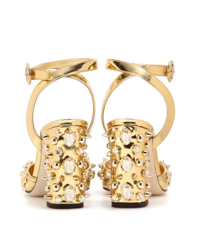 Shop Dolce & Gabbana Embellished Leather Pumps In Gold