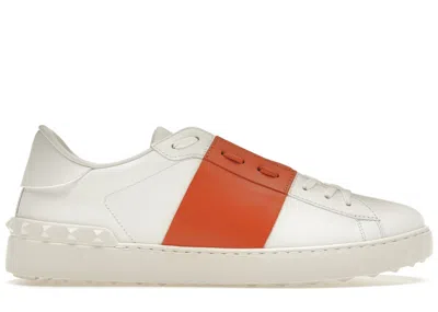 Pre-owned Valentino Garavani Men's Valentino Open Low Top White Sneakers In Orange